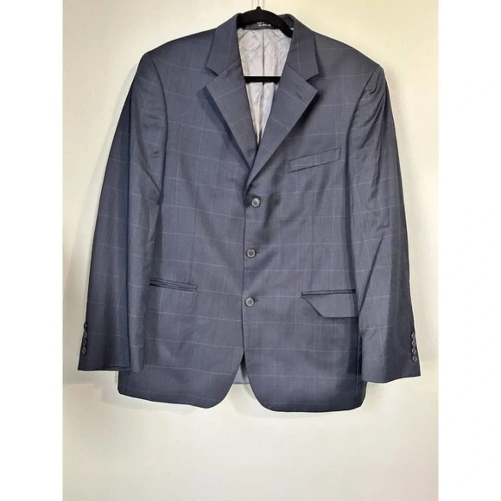 Andrew Fezza Men's‎ Blazer Sport coat Jacket  armpit to armpit 45 inches Blue
